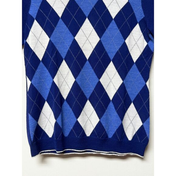 BROOKS BROTHERS Extra Fine Merino Wool Argyle Short Sleeve Sweater, Sz S - Picture 4 of 8
